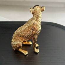 1pc Electroplated Gold Sitting Leopard Desktop Decor, Resin Crafted Animal Sculpture Ornament, Home Decor Symbolizing Wealth And Feng Shui Gifts Birthday Graduation