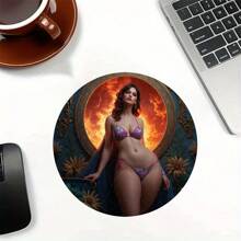 1 Pc Of Charming Beauty Design Mouse Pad, Durable, Lightweight, Easy To Carry, Suitable For Office And Games, 8*8 Inches, Strong Adhesion, Close To The Desktop, Ultra-Thin Design, Smooth And Comfortable Operation, Rubber Material, No. Ytz1515, Product Without Watermark