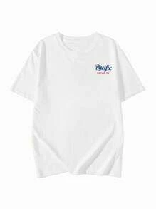 女士夏季休闲宽松百搭白色字母印花短袖T恤 - 白色 - 查看 6