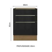 Gabinete Bajo Cocina Madesa Lux 60cm Sin Encimera Mn Color Rustic/negro - Marrón y negro - Ver 2
