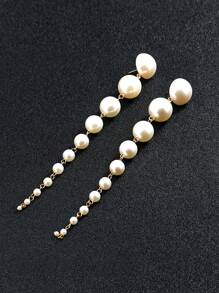 1 Pair Elegant Faux Pearl Tassel Dangle Earrings For Women, Suitable For Party, Holiday, Birthday, Business Occasions