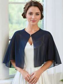 1pc Women Short Chiffon Wrap, Versatile Thin Shawl Cape, Lightweight Summer Cardigan For Dress Outfit - Chiffon Cardigan Shawl - View 3