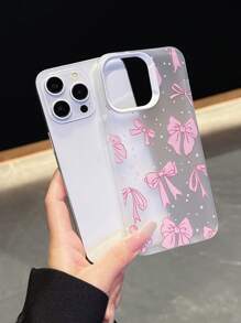 Bow-Knot Pink Transparent Bowknot Design Phone Case, Compatible With IPhone