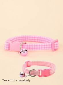 1pc Plaid Pattern Pet Collar With Bell, Pet Photoshoot Accessory For Cats & Dogs