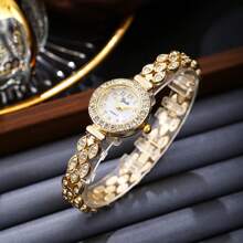 1pc Women's Crystal Embellished Numeric Dial Fashionable Party Gift Bracelet Watch - White - View 1