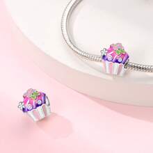 1pc Silver Plated Cake Afternoon Tea Pendant Candy Pendant Poached Egg Pendant French Fries Pendant Donut Pendant Coffee Pendant Suitable For Original 3mm Bracelets And Bangles DIY Beads Suitable For Ladies Birthday Fine Jewelry Gifts