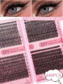640/160PCS D Curl 8/10/12/14/16/18mm High Capacity False Lashes Book For Beginner, 30D 40D 50D 60D Mixed Style DIY At Home Lightweight And Soft Natural Look Reusable Wispy Lashes Extensions Suitable For Starter, Daily Wear, Party, Music Festival, Cosplay Eye Makeup Beauty