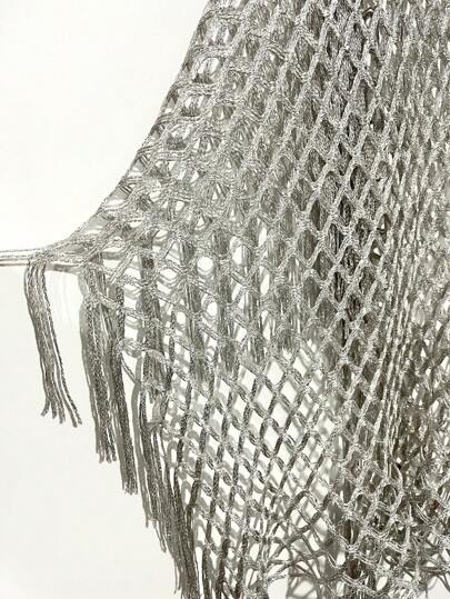 1pc Women Fashionable Versatile Knitted Hollow-Out Shawl, Sunscreen & Beach Wrap, Spring/Summer