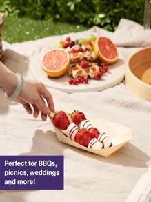 1/10/50/100 Pcs Creative Disposable Wooden Boat Plates, Novelty Wooden Appetizer Boat, Sushi Serving Tray, Snack Plate, Dessert Tableware, Suitable For Dining, Family Holidays, Parties And Various Occasions