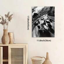 Framed  Vintage Racing Canvas Print, D Classic Car Action Poster For Living Room, Bedroom, Bar - High-Quality Cloth Wall Art Decor - Framed - View 4