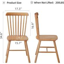 4-Piece Dining Chair Set, 100% Solid Rubber Wood, Natural Finish, Comfortable Design For Dining Room Or Living Room