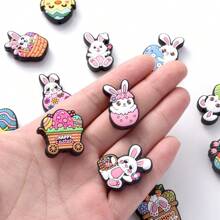 5pcs Easter Eggs Silicone Beads, DIY Jewelry Making Accessory, Cartoon Rabbit Pen, Keychain Spherical Silicone Beaded Charm