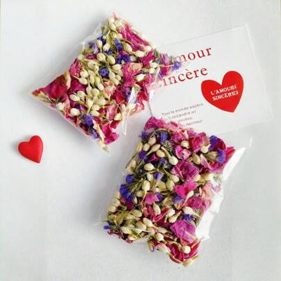 1 pacote (10g) de pétalas de rosas secas, flores de jasmim e pétalas de lavanda - adequado para decoração de mesa, casamento, festa de aniversário, lançamento de pétalas de flores - suprimentos para decoração de eventos