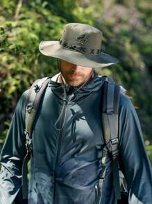 1 Pc Men's Summer Outdoor Fishing Sun Hat, UV Protection Breathable Wide Brim Bucket Hat For Fishing, Hiking