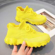 Breathable Lace-Up Colorful Bright Athletic Sneakers