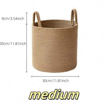 Handmade Woven Laundry Basket, Dirty Clothes Storage Basket, Portable Hamper For Toys, Bags, Cosmetics,For Back To School