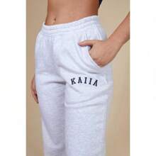 Wide Leg Sweat Pants In Grey Marl - UK 24 - View 6