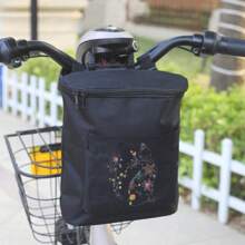 1pc Black Electric Vehicle Hanging Bag, Front Zipper Handlebar Front Bag, Large Capacity Three-Dimensional Storage Bag, Motorcycle Hanging Bag Storage Bag