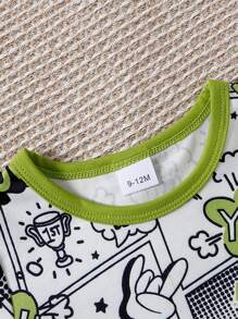 2pcs/Set Infant Baby Boy Letter Random Print Short Sleeve T-Shirt & Casual Cargo Shorts Set, Fashionable