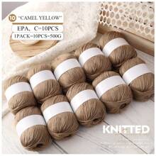 10支装奢华丝混纺纱线套装 - 10支柔软针织纱线，适合编织毛衣、围巾，每支50克，多种颜色（米色、白色、红色、黑色） - 10團裝 - 查看 20