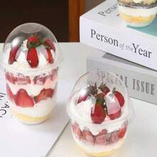250ml/360ml/500ml Sweet Dessert Jar With Lid, Ice Cream Container, Suitable For Snacks, Candies, Desserts, Home Use, Birthday Party, Camping, Picnics, Portable & Airtight