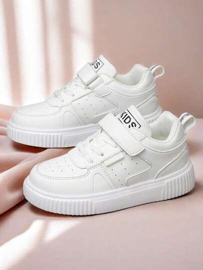 Children's Sports Shoes, Comfortable Patchwork Design, Simple Sports Casual Shoes For Kids, Hook And Loop Closure Skateboard Shoes 2025