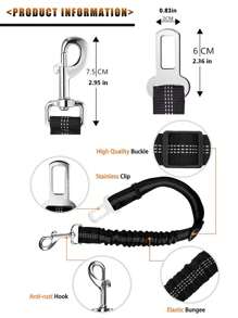 狗狗车用安全带、可调节宠物车用牵引绳、反光织带伸缩牵引绳、耐用尼龙狗狗安全带、可调节汽车安全带（带牵引绳，确保安全出行）、宠物猫狗车载旅行安全带（带弹性保护防震） - 彩色 - 查看 7