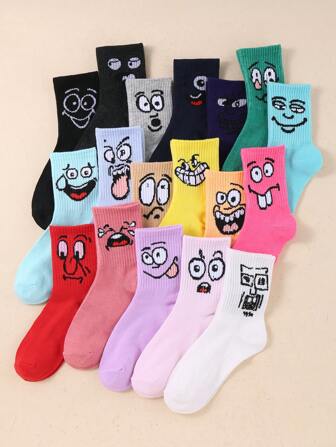 5/10 pares de calcetines de tripulación con gráficos divertidos y aleatorios para mujeres - calcetines de tobillo de longitud media con arte de dibujos animados humorísticos | Perfectos para la oficina, casual y ejercicio primavera verano otoño e invierno cálidos, transpirables y absorbentes del sudor Regalos de Halloween Navidad Navidad