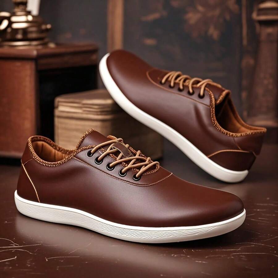 男士休闲乐福鞋 舒适宽头柔软日常步行运动鞋 经典便鞋 - 棕色 - 查看 1