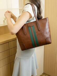 大容量手提包，女士时尚休闲单肩手提包，时尚百搭品牌斜挎包，2024新款高品质休闲手提包 - 駝色 - 查看 6