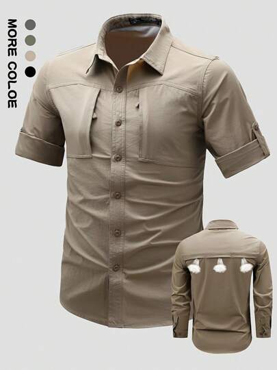 1pc Men's Spring/Summer Casual Outdoor Sport Shirt For Running, Hiking, Fishing, Fashion