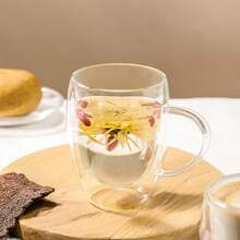 1个个性定制名字定制带手柄咖啡杯双层耐热玻璃杯创意保温热水杯冷饮牛奶杯果汁杯马克杯