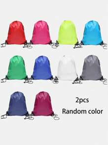 Polyester Drawstring Backpack - Multi-Color Large Bag For Travel, Gym And Storage (Random Color) - Multicolor - View 6