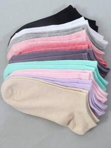20 Pairs Kids' Breathable Solid Color Short Ankle Socks, Spring/Summer - Multicolor - View 3