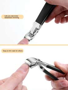 YUANDU Thick Toenail Clipper For Elderly, Angled Head Long Handle Toe Nail Clippers, Suitable For Seniors, Wide Opening Jaws, Heavy Duty Big Thumb Nail Trimmer, Black