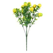 1 pieza Rama artificial de limón con hojas verdes, árbol de limón artificial Bonsai, decoración con verdor para el hogar o centro de mesa, granja, jardín