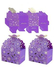 10 stuks vlinder- en bloemenontwerp holle geschenkdoos, roze en paarse kleine kraftpapier geschenkverpakkingsdozen voor bruiloften, vrijgezellenfeesten, jubileumvieringen, verjaardagen, feestdagen, feestgunsten en decoraties