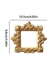 1pc Vintage European Style Metal Resin Photo Frame, Mini Oval Baroque Style Floating Frame For Home Decor, Angel Design, Nordic, Photography Prop Gifts Birthday Graduation