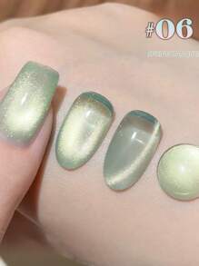12ml Spring Summer Top Selling Nail Art Ice Transparent Spring Banquet Cat Eye Gel Nail Polish Nail Salon Special Blue Pink Glass Bead Nail Gel Nail Supplies