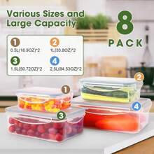 3/4/8/12pcs Food Storage Containers With Lids, Meal Prep, Kitchen Storage Containers, Lunch Bento Box, Leakproof, Airtight Plastic Lunch Boxes, Suitable For Microwave, Oven, Fridge And Dishwasher