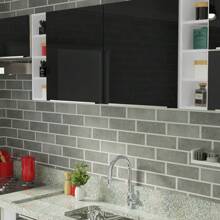 Cocina Integral Completa Modular Madesa Lux Sabrina 300cm Color Blanco/Negro - Blanco y Negro - Ver 6