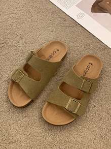 Sandalias de plataforma para mujer, sandalias planas con decoración metálica, cómodas sandalias casuales para vacaciones de verano, playa, exteriores