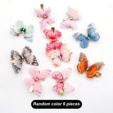 6 件随机颜色宠物猫狗蝴蝶发夹，可爱发夹发饰，适合全年宠物