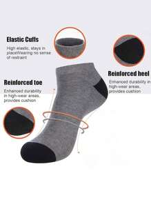 1/5/6/10 Pairs Women's Odor-Resistant Short Socks, Breathable Sweat-Wicking Athletic Ankle Socks, All Season - Multicolor - View 2
