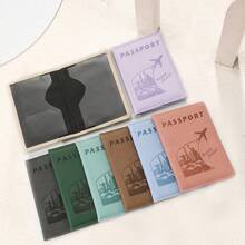 Customized Multi-Language, Logo, Number Fashionable Passport Holder With City Landscape Design, Portable Passport Wallet, Convenient For Going Out, Lightweight, Flip-Open, Business Style, PVC Lining, Wet Wipes Cleanable - Multicolor - View 3