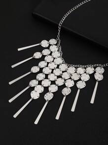 1pc Metal Hollow Face Veil, - Silver - View 3