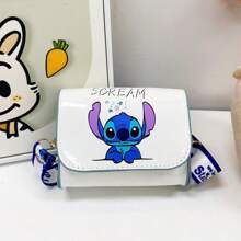 Disney Bolso de hombro de Stitch de Disney 2025, bolso cruzado cuadrado de moda de dibujos animados lindo, versátil para viajes, regalo de vacaciones/cumpleaños