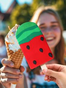 1 Pair Unisex Watermelon & Ice Cream Design Socks, Creative Unique Gifts, Soft Comfortable Breathable, Suitable For Valentine's Day, Ramadan, Mother's Day, Father's Day, Back To School, Easter, Family Gatherings, Casual Home, Couples, Birthday, All Seasons, Colorful Socks