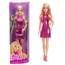 Mattel 金髮芭比時尚達人娃娃，領口有心形切口的金屬粉色短裙，白色手鐲和高跟鞋，HYT88 - HYT88 - 查看 1