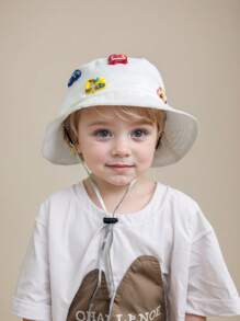 1pc Boys/Kids Flat Top Bucket Hat, Adjustable Car Series, Lightweight, Windproof Strap, All Season Sun Ion Hat - 1PC - View 9